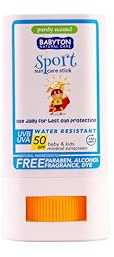 Babyton Kids Natural Sunscreen Sport Stick SPF 50 – Mineral Broad Spectrum UV Protection for Sensitive Baby Skin – Water-Resistant Face Sunblock with Zinc Oxide, Shea Butter, Beeswax – 20g