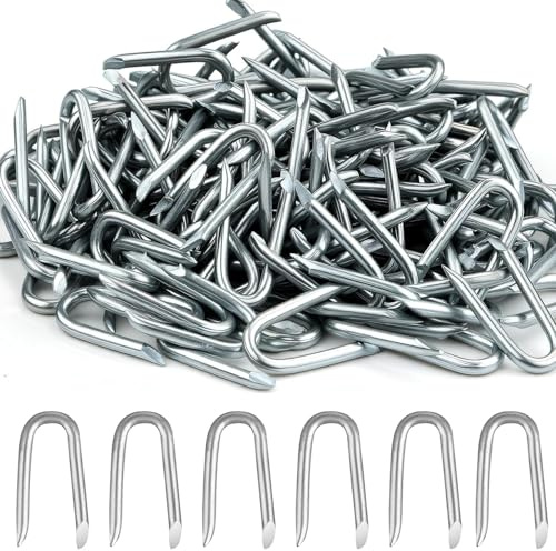 WUBAYI Paquete de 100 clavos en forma de U, grapas en U, calambres de acero para valla segura de jardín, tela de control de malezas, valla de estacas e instalación de malla de alambre (20 x 13 mm)