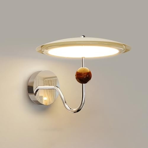 ZXQUEGF Krämfärgad vägglampa för ledad sänglampa inomhus väggbelysning, 12W metall väggmonterad ljus Sovrum Vardagsrum hall 3 färgläge vägglampor (9,8)