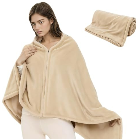 Pinbuton Wearable Blanket Poncho for Women & Men - 59x31 Flannel Fleece Shawl Wrap, Soft Office Chair Blanket