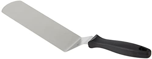 FMProfessional Espátula de Cocina Profesional para Plancha y Horno, Paleta Cocina de Acero Inoxidable y Mango de Poliamida, Color Inoxidable y Negro, 39x7 cm, 1 Ud.