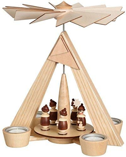 Rudolphs - Pirámide para velas de té (24,5 x 29 x 24,5 cm), diseño de pirámide de madera