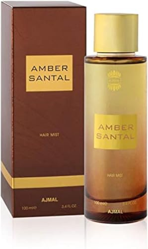 Ajmal Amber Santal Hair Mist 100ml | Amber & Sandalwood Hair Fragrance | Light Perfumed Hair Spray | Crafted in Dubai