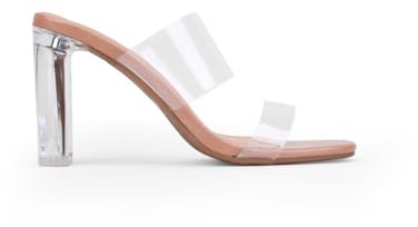 BOSANOVA Sandalia estilo mule confeccionadas en material transparente, con dos tiras al empeine y tacón transparente. Sin cierre.