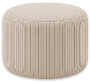 chilly pilley Repose Pieds Pouf De Jeu en Velours Côtelé Tabouret Étanche Housse Amovible avec Rembourrage Eps Coussin De Siège Rond pour Enfants Et Adultes Plusieurs Couleurs Au Choix (Crème)