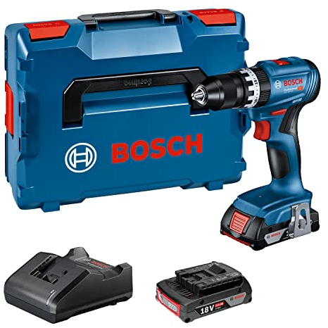 Bosch Professional 18V System Akku Schlagbohrschrauber GSB 18V-45 (Drehzahl 1.900 min⁻¹, inkl. 2x 2.0Ah Akku, GAL 18V-20, L-BOXX)