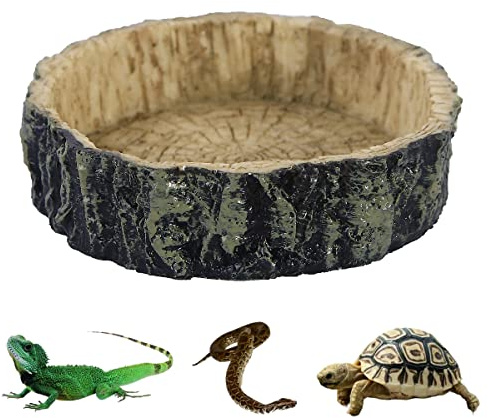 Morices Reptile Feeding Bowl, Resin Reptile Water Dish Food Bowl, Reptile Food and Water Dish Pets Feeding Plate for Snake Frogs Gecko Tortoise Lizard Chameleon lguana