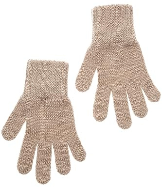 KNITAS Guantes de lana de punto para bebés y niños, guantes cálidos de invierno de doble capa para niños y niñas de 3 a 4 años, guantes cómodos y suaves en color beige - Talla 5, beige, Größe 5 (für