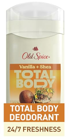 Old Spice Whole Body Deodorant Stick for Men, Aluminum Free, Vanilla + Shea Scent, 24/7 Odor Protection, 24/7 Lasting Freshness, Dermatologist Tested, Gentle on Skin, Safe to Use All Over, 3.0 oz