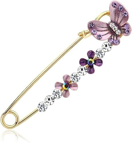 chenxiaonan Diamante Farfalla Pin Farfalla Maglione Pin Goccia di Olio Fiore con Corsetto Lega Donna Maglione Pin Sciarpa Fibbia Doppio Use High Grade Sciarpa di Seta per Maglione Collare Abiti,