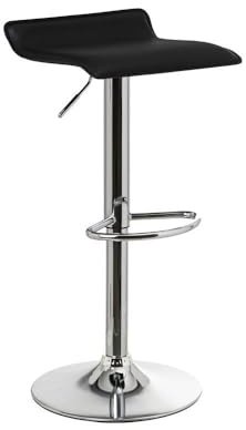 LOLAhome - Taburete de Cocina Giratorio en 360°, Silla de Bar Regulable en Altura de 63 a 84 cm, Estructura Metal y Reposapiés, Negro
