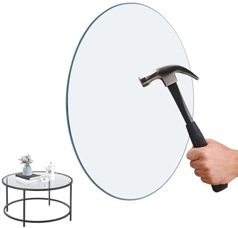 Tischplatte aus Gehärtetem Glas Rund, Esstisch Rund Glastisch Transparent, Flach und Glatt, Hohe Härte, Polierte Kanten, Transparent Runder Desktop Gehärtetes Glas Tischplatte Ersatzteil(90CM(36INCH))