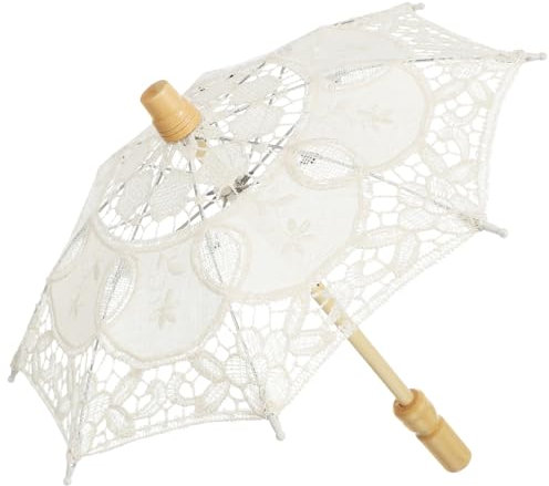 VALICLUD Einzigartiger Mit Stickerei – Regenschirm Aus Baumwolle Mit Spitze – Hochzeitsfoto-requisite – Großer Weißer Deko-regenschirm Für Frauen