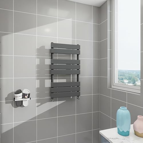 Morden Bathroom Flat Panel Heated Towel Rail Radiator,Wall Mounted Central Heating Ladder Rad 800X450mm Anthracite
