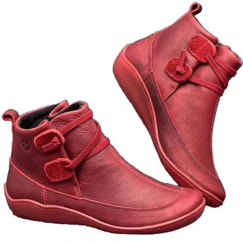 Bottines courtes pour femme - Chaussures plates antidérapantes en cuir - Chaussures de loisirs vintage - Légères et confortables - Respirantes - Chaussures d'affaires - Chaussures de marche - Couleur