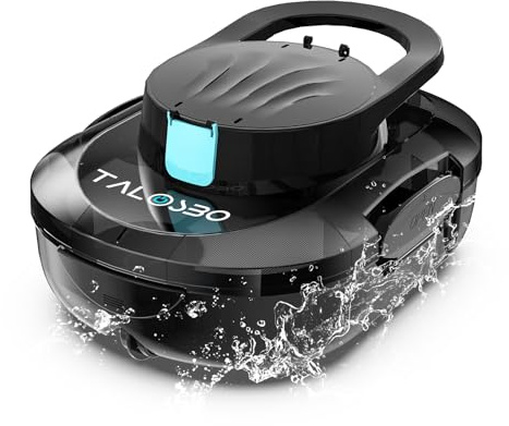 TALOSBO Pleco S1 Robot Piscine sans Fil, 80 Min d'Autonomie, Nettoyeur de Piscine Compact, Double Moteur Aspirateur Piscine Hors Sol, Idéal pour Les Piscines Hors Sol