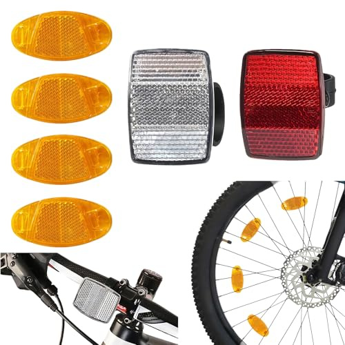 CQXSYTBN 6 Pz Catarifrangenti Bicicletta – Set Riflettori per Raggi e Fanale Posteriore, Facili da Installare, Catadiottri per Bici da Corsa, MTB, Bici da Città e Bambini, Accessori Sicurezza Notturn