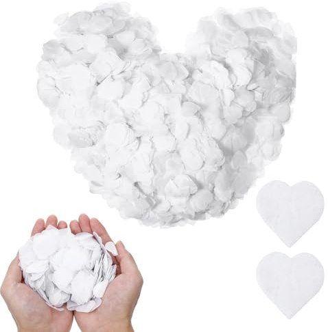 cobee 10000 Pcs White Confetti Paper, 116g White Heart Tissue Paper 2.5 cm Confetti for Wedding Anniversary Birthday Decoration