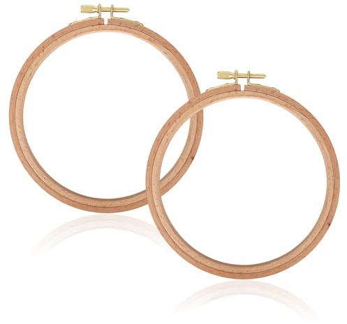 2pcs Cross Stitch Ring Hoops, 6in Small Round Embroidery Hoops Wooden Embroidery Circle Frames for Cross Stitch Supplies Art Craft Sewing Punch Needle & DIY Home Decoration