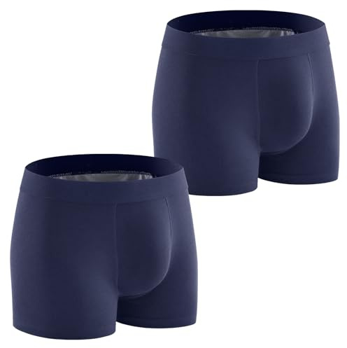 Carer Confezione da 2 Boxer per Incontinenza Uomo 250 ml Capacità di Assorbimento Biancheria Intima Cotone Morbido Traspirante Lavabile e Riutilizzabile Protezione Quotidiana Adulti Blu Taglia M