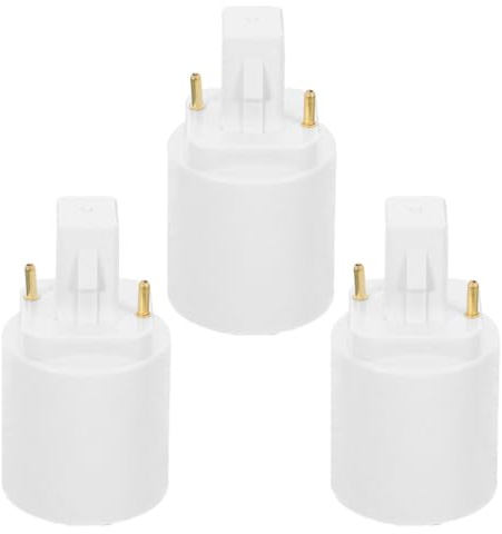 Kichvoe Adattatore per Lampadina G24d Base a 2 Pin 3 Pezzi a E27 Materiale in Rame Nichelato e Pbt Ignifugo, Durata Lunga e Sicurezza per Uffici e Negozi
