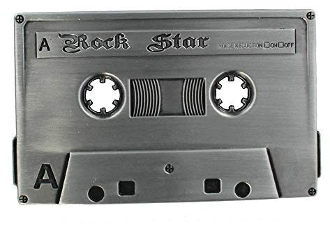 eeddoo® Gürtelschnalle - Musikkassette silber- Rock Star - Tape Belt Buckle (Buckle für Wechselgürtel für Damen und Herren | Belt Frauen Männer Oldschool Rockabilly Metall Biker Western Trucker)