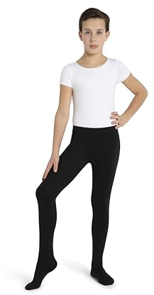 Capezio Big Boys' Tactel Footed Tight, Black, Large