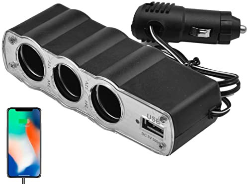 Facynde Distributore di prese auto – Adattatore accendisigari a 3 prese | per accendisigari per GPS, registratore auto, riscaldamento sedile e frigorifero auto universale