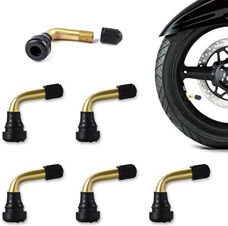 Motorrad Tubeless Ventil,6 Stück 90 Grad Winkelventil Snap Ventile Reifenventil PVR70 Motorrad Reifen Ventil Vorbauten Messing Snap-In Ventile für Motorräder Autos Fahrräder Elektrofahrzeuge