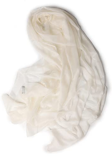 Prettystern Puro Ring Cashmere Pashmina Sciarpa Leggera Sottile Stola Da Cachemire Lana Scialle Con Frange Donna bianco crema