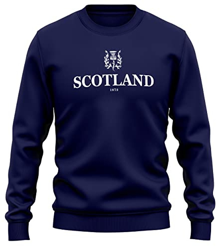 Purple Print House Scotland 1873 Mens Sweatshirt Rugby Supporter Scottish Thistle Badge Jumper Nations Sweater, XL, Navy