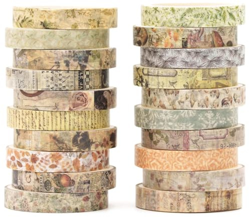 KAVI' S 20 Rollos Washi Tape Set cinta adhesiva decorativa Washi Glitter Adhesivo de Cinta Decorativa para DIY Crafts Scrapbooking (Islas del bosque)