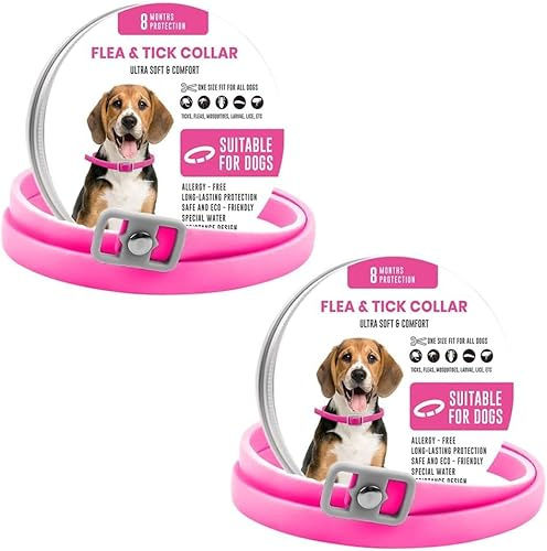 BKEPDY Collare Antiparassitario Cani Regolabile Protezione 8 Mesi Repellente Pulci Zecche Impermeabile Taglia Unica