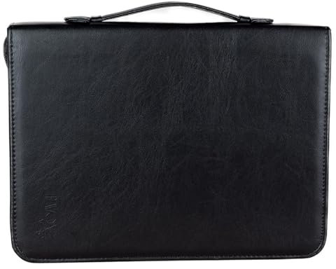 Pavone Nero Konferenzmappe A4 Leder – Schreibmappe Elegant und funktional, ideal für Geschäftsleute, Anwälte und Manager, die Stil und Organisation schätzen, Businessmappe für iPad und MacBook