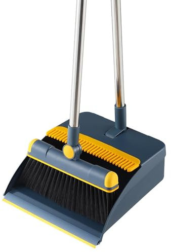 Jlobnyiun Juego de escoba de mano y pala para el polvo - Escoba y pala para el polvo, Barredora vertical con mango largo y pala para el polvo para el suelo | Escoba de barrido doméstico, habitación