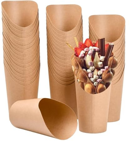 40 Piezas Cajas para Papas Fritas, 16Oz Envases Aperitivos Vasos Papel Kraft, Tazas de Charcutería, Soporte para Patatas Fritas Kraft,para Charcutería Bocadill Gofre Palomitas Postre Helado