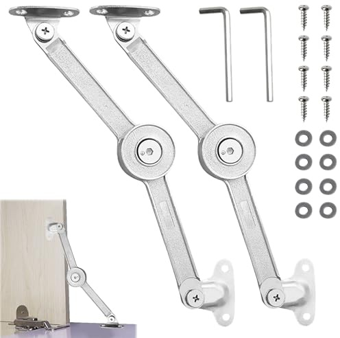 BOULESENM Verin Porte Cuisine, 2 PCS Charniere Relevable,Ascenseur Réglable de Charnière de Support,Charnière Porte Cuisine,Soutien de Couvercle à Fermeture Douce pour Placard,Coffre à Jouets Support