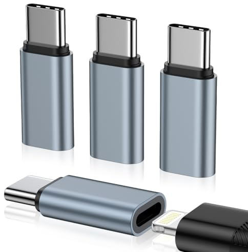 Adattatore da Lightning a USB C, 4 pezzi, adattatore da USB C a Lightning per iPhone 17/16 Pro/17 Pro Max/16 Plus/iPhone 15/iPhone 17 Pro, Galaxy S24/S23, iPad, per ricarica rapida, non per audio/OTG