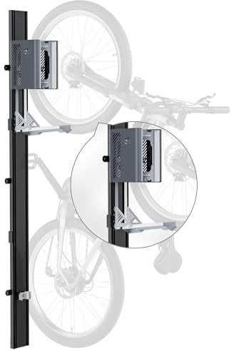monTEK Porte Velo Automatique - Support Velo Mural pour Vélos Electrique Jusqu'à 32kg - Élévateur de Vélo Support Vélo Vertical Peu Encombrant pour Garage - Compatible Pneus 24-29, Noir+Gris