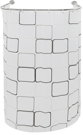 Asta per tenda da doccia a forma di U, in acciaio inox, regolabile, curva, flessibile, con asta per tenda da bagno, per doccia