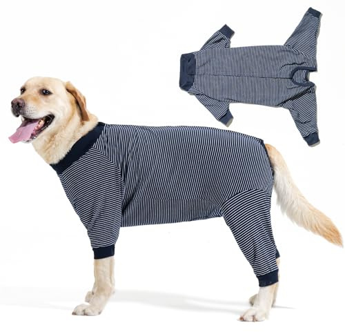 LIANZIMAU Dog Surgery Recovery Suit - Long Sleeve Dog Recovery Suit Female Male Wound Protector Dogs Onesie After Surgery Anti Licking for Medium Large Dogs Pyjamas, Cone E-Collar Alternative