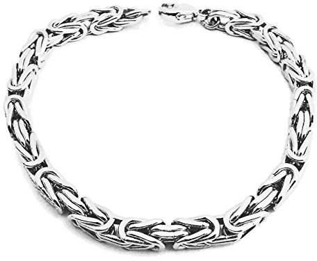 Tendenzalia kungligt armband original italiensk byzantiner-kedja silverpläterad 5 mm bred längd 25 cm