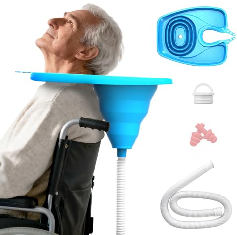 Gobesty lavabo à shampoing pour personnes alitées, lavabo à shampoing portable, lavabo à shampoing pliable, lavabo à cheveux portable avec drainage pour salon, enfants, personnes âgées, femmes
