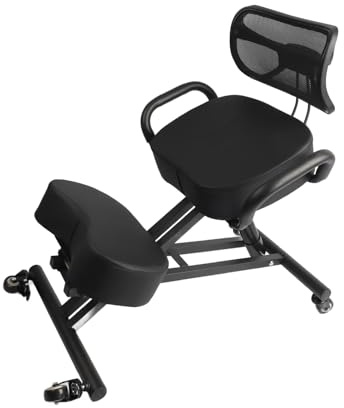 Fockety Silla de Rodillas, Respaldo Ergonómico Ajustable para Corrección de Postura, Taburete Ortopédico para Uso en Oficina/hogar