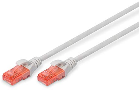 DIGITUS Cable LAN Cat 6 - 1m - Cable de red CCA con RJ45 - U/UTP sin apantallar - Compatible con Cat-6A y Cat-5e - Gris