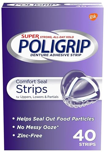 Super Poligrip Comfort Seal Strips Denture Adhesive - 40 Strips (Pack of 6)