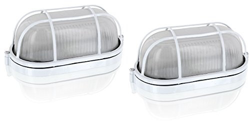 Lot de 2 – Sauna Lampe Cave Bulk Head E27 IP54 Blanc – Boîtier en aluminium avec couvercle en verre