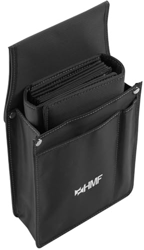 HMF Portafoglio da Cameriere con Borsa porta soldi da cintura, set professionale, ideale per ristorante, bar e catering | 14 x 26 x 5,5 cm | Nero