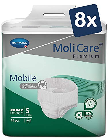 MoliCare Premium Mobile Einweghose: Diskrete Anwendung bei Inkontinenz für Frauen und Männer; 5 Tropfen, Gr. S (60-90 cm Hüftumfang), 8x14 Stück