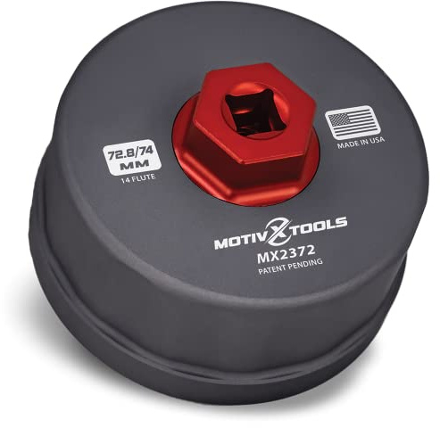 Motivx Tools MX2372-US 72.8mm/74mm 14 Flute Precision CNC Machined Oil Filter Wrench - Compatible With Toyota, Motorcraft, STP & Bosch Filters